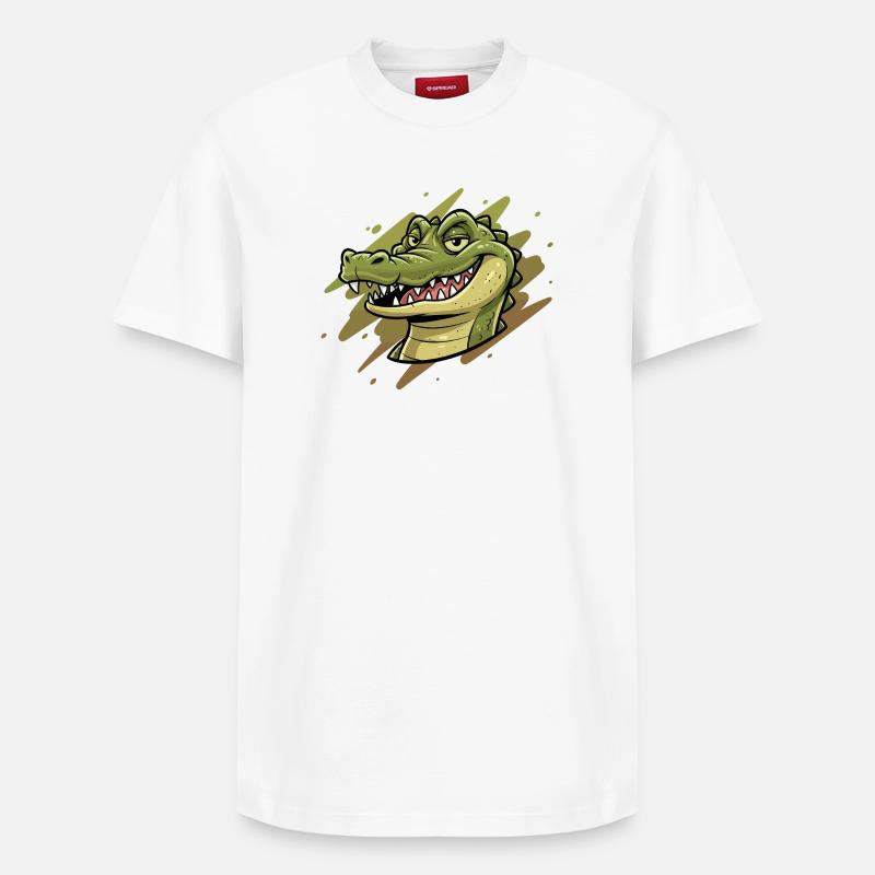 Tête de dessin animé crocodile - T-shirt unisexe décontracté en coton Supima – de SPREAD - blanc
