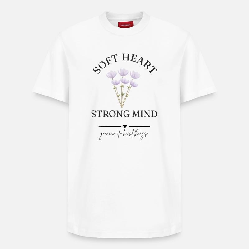 Weiches Herz Starker Geist Blumen - T-shirt unisexe décontracté en coton Supima – de SPREAD - blanc