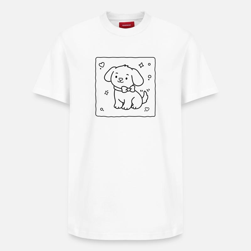 Petit chiot mignon | Lulu Lotus - T-shirt unisexe décontracté en coton Supima – de SPREAD - blanc