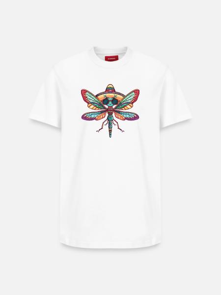 Libelle Lustig Sombrero - Relaxed Unisex Supima Cotton T-Shirt – von SPREAD - Weiß