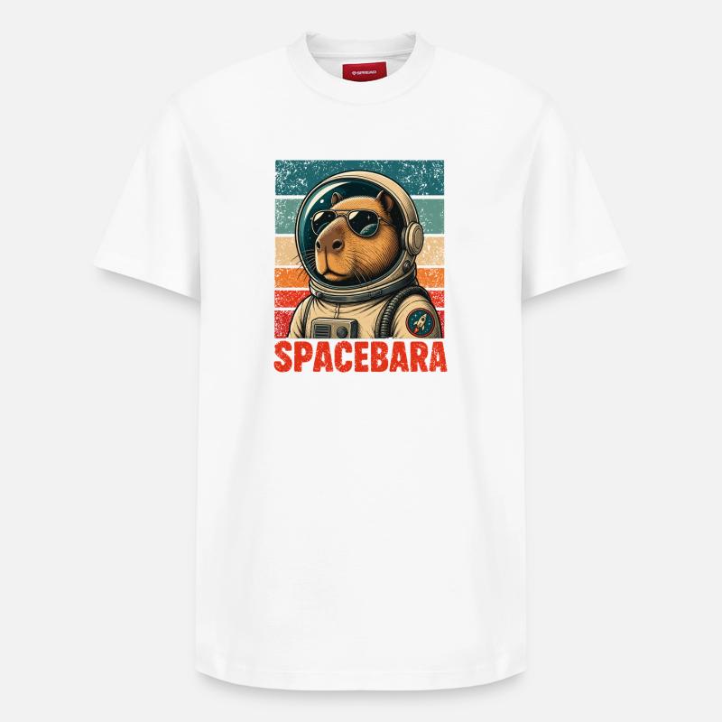 Spacebara Capybara Astronaut Space Retro - T-shirt unisexe décontracté en coton Supima – de SPREAD - blanc