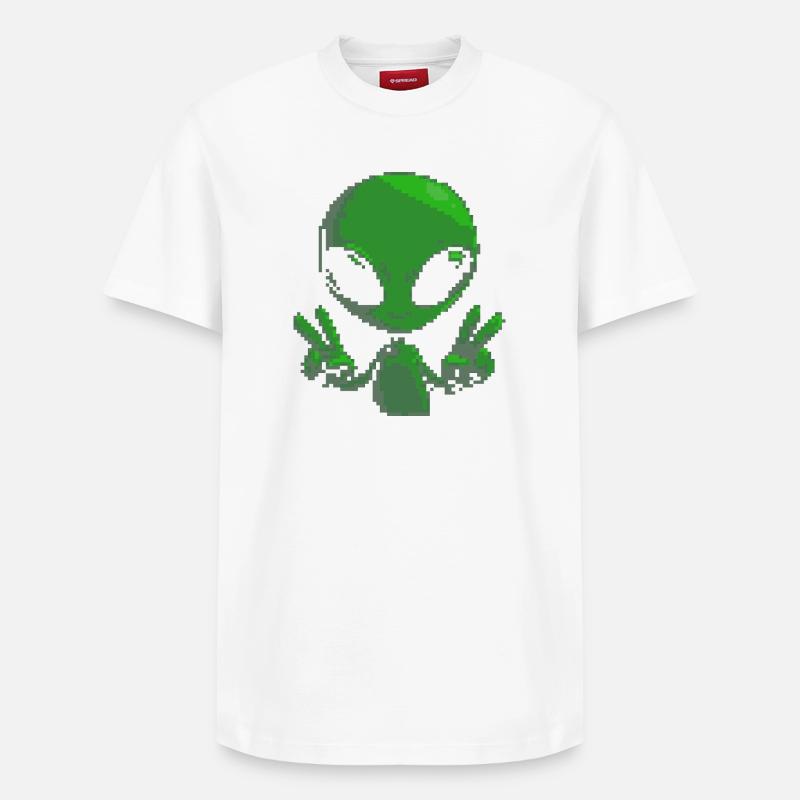 Signe de paix extraterrestre Pixel - T-shirt unisexe décontracté en coton Supima – de SPREAD - blanc