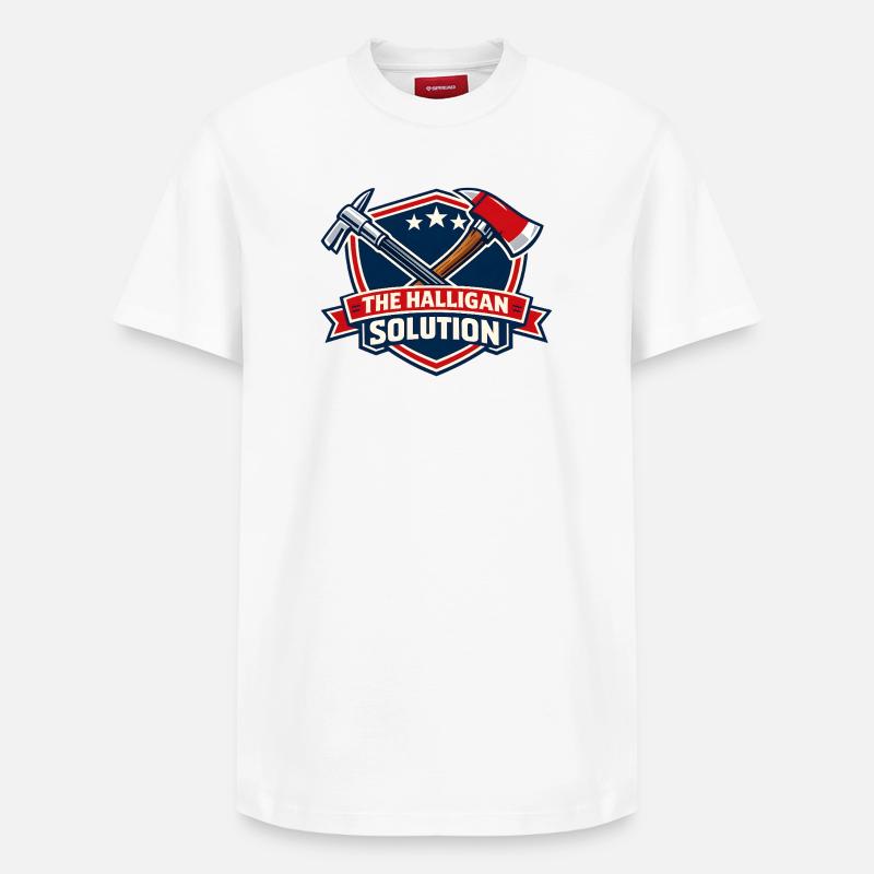 Halligan Solution Schild Grafik - Relaxed Unisex Supima Cotton T-Shirt – von SPREAD - Weiß