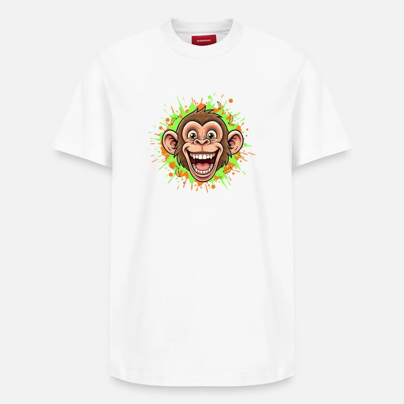 Lachender Affe Neon Splash - Relaxed Unisex Supima Cotton T-Shirt – von SPREAD - Weiß
