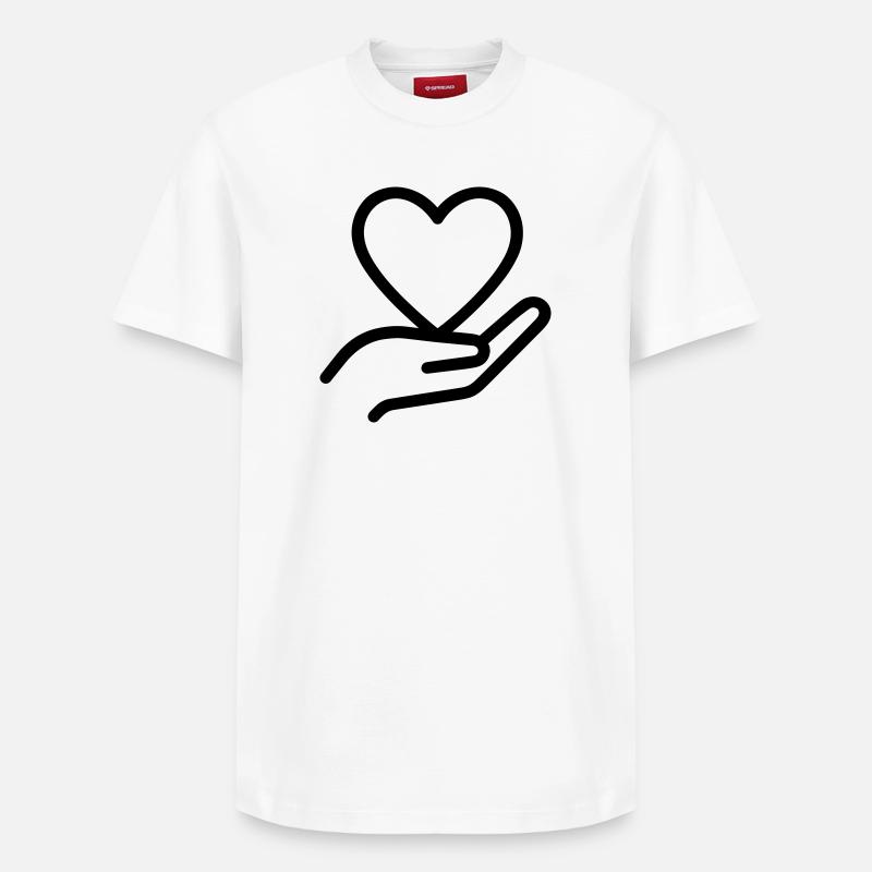 Hand Herz - Relaxed Unisex Supima Cotton T-Shirt – von SPREAD - Weiß