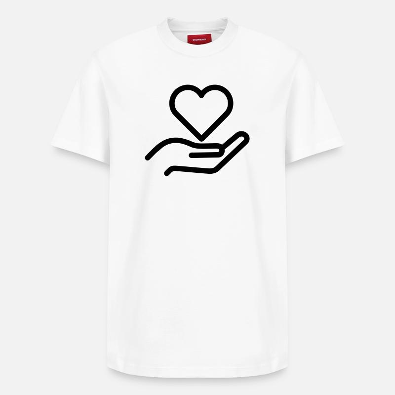 Hand Herz - Relaxed Unisex Supima Cotton T-Shirt – von SPREAD - Weiß