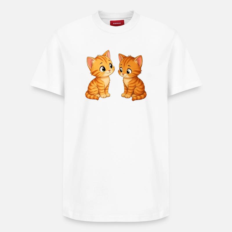 Deux mignons chatons - T-shirt unisexe décontracté en coton Supima – de SPREAD - blanc
