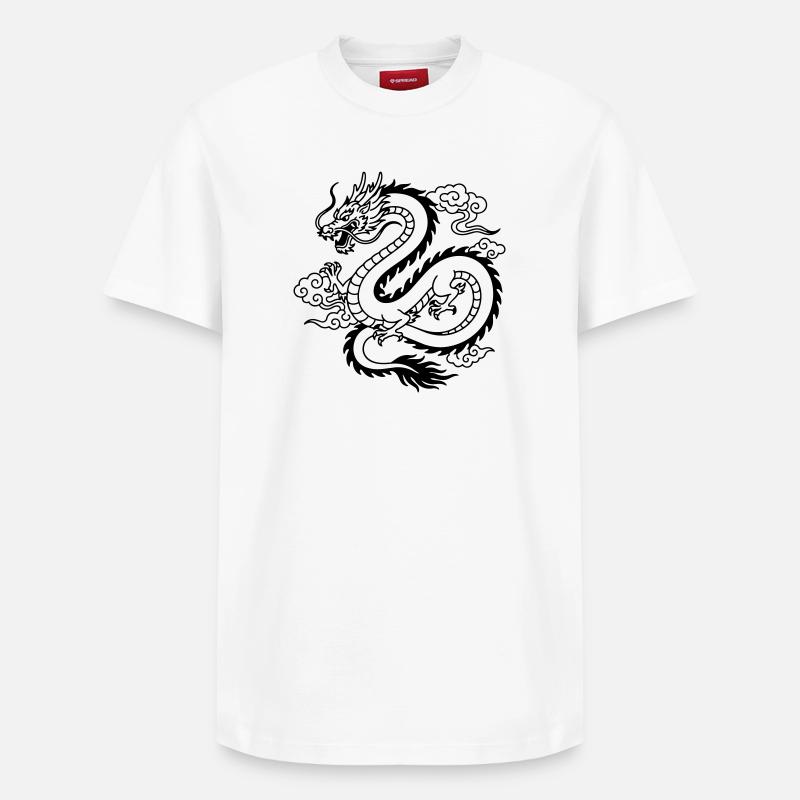 Chinesischer Drache - Relaxed Unisex Supima Cotton T-Shirt – von SPREAD - Weiß