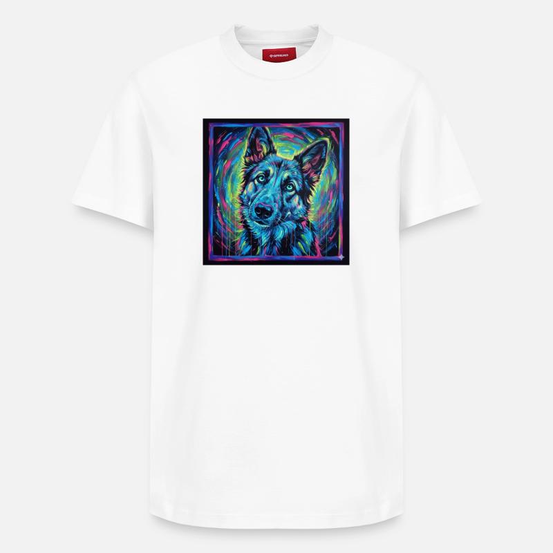 Regard de loup néon - T-shirt unisexe décontracté en coton Supima – de SPREAD - blanc