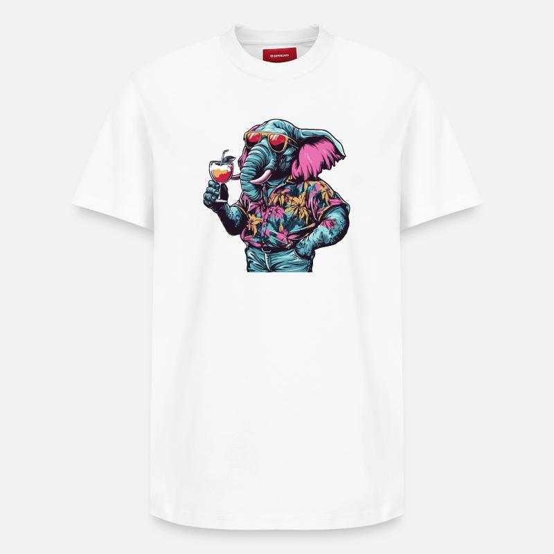 Elephant Comic Summer - Relaxed Unisex Supima Cotton T-Shirt – by SPREAD - white