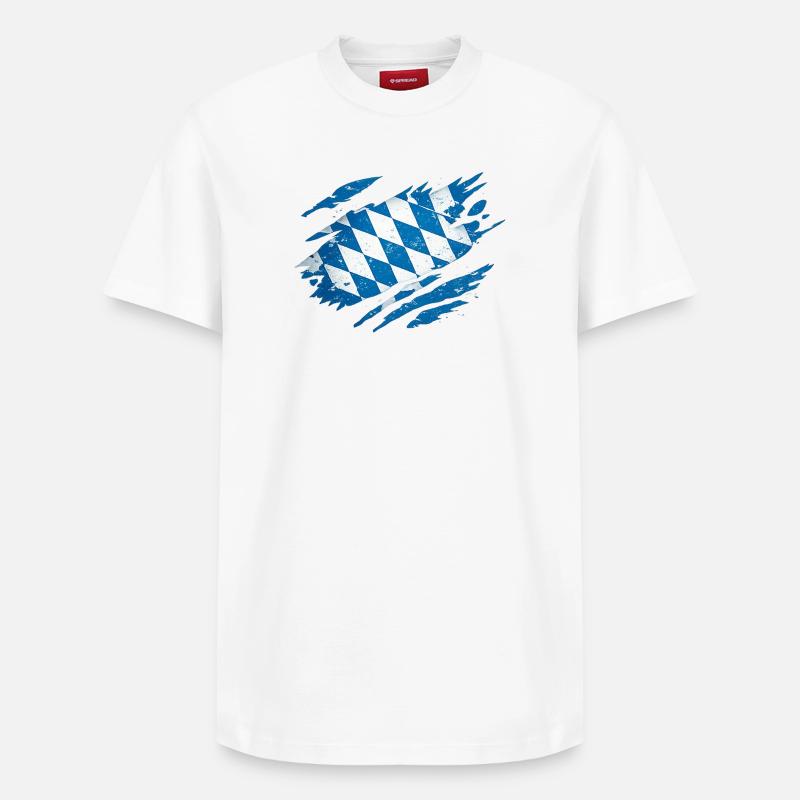 Bavière Drapeau bavarois - T-shirt unisexe décontracté en coton Supima – de SPREAD - blanc
