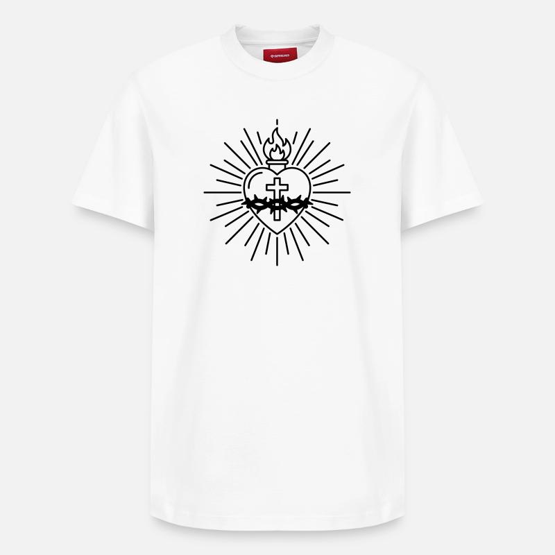 Tatouage du Sacré-Cœur - T-shirt unisexe décontracté en coton Supima – de SPREAD - blanc