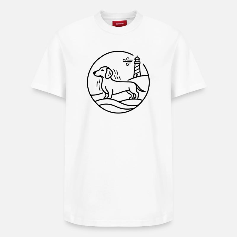 Teckel au lac - T-shirt unisexe décontracté en coton Supima – de SPREAD - blanc