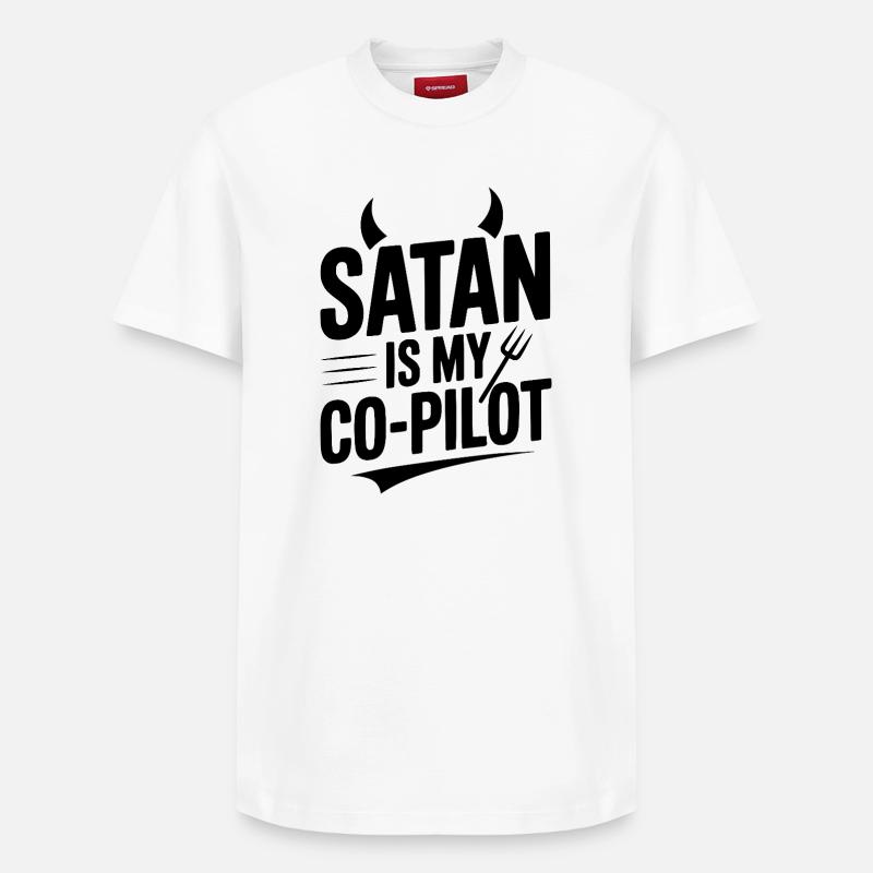 Satan est mon copilote - T-shirt unisexe décontracté en coton Supima – de SPREAD - blanc