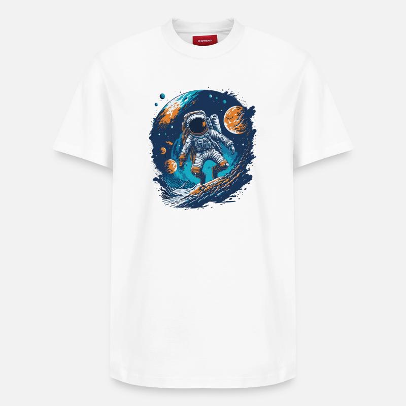 Astronaute dans l’espace - T-shirt unisexe décontracté en coton Supima – de SPREAD - blanc
