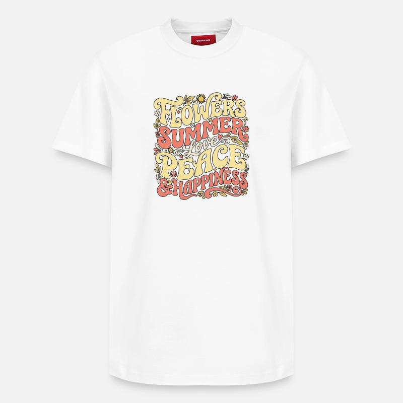 Fleur d’été rétro - T-shirt unisexe décontracté en coton Supima – de SPREAD - blanc