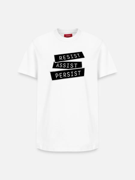 Resist Assist Persist Activism Motivation Logo - Relaxed Unisex Supima Cotton T-Shirt – by SPREAD - white