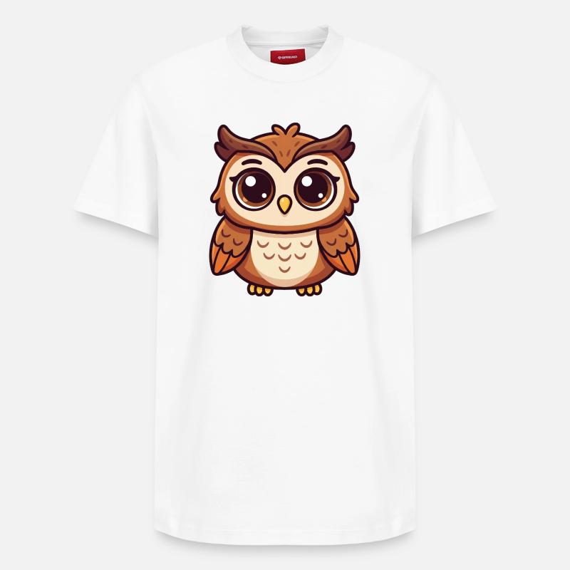Verspielte Eule - Relaxed Unisex Supima Cotton T-Shirt – von SPREAD - Weiß