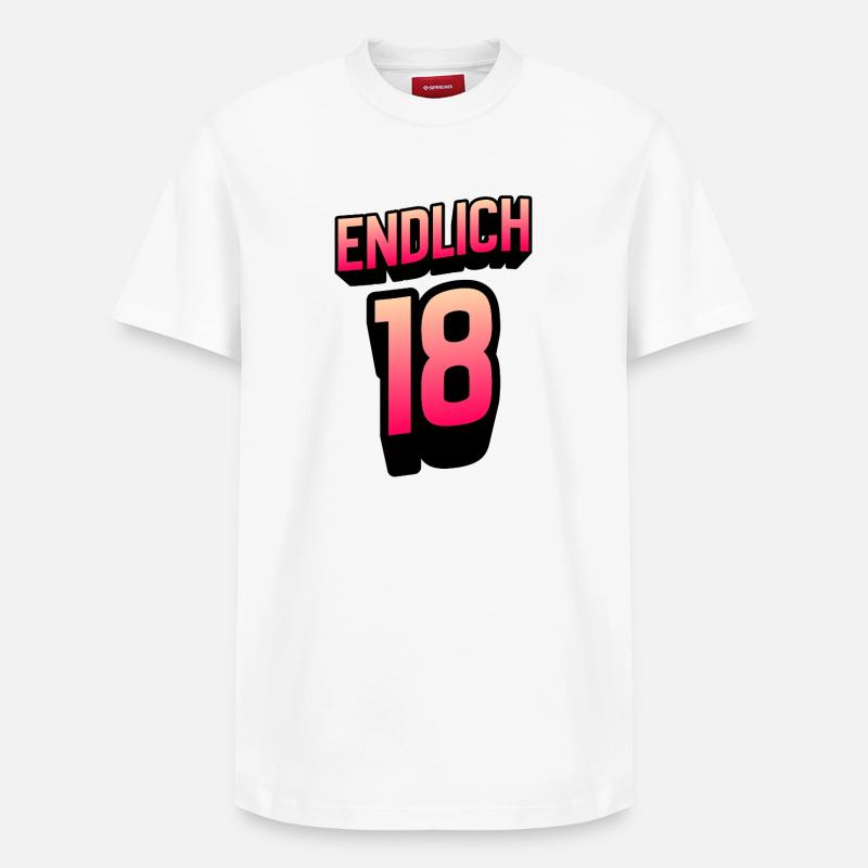 Endlich 18 Gradient Neon - Relaxed Unisex Supima Cotton T-Shirt – von SPREAD - Weiß