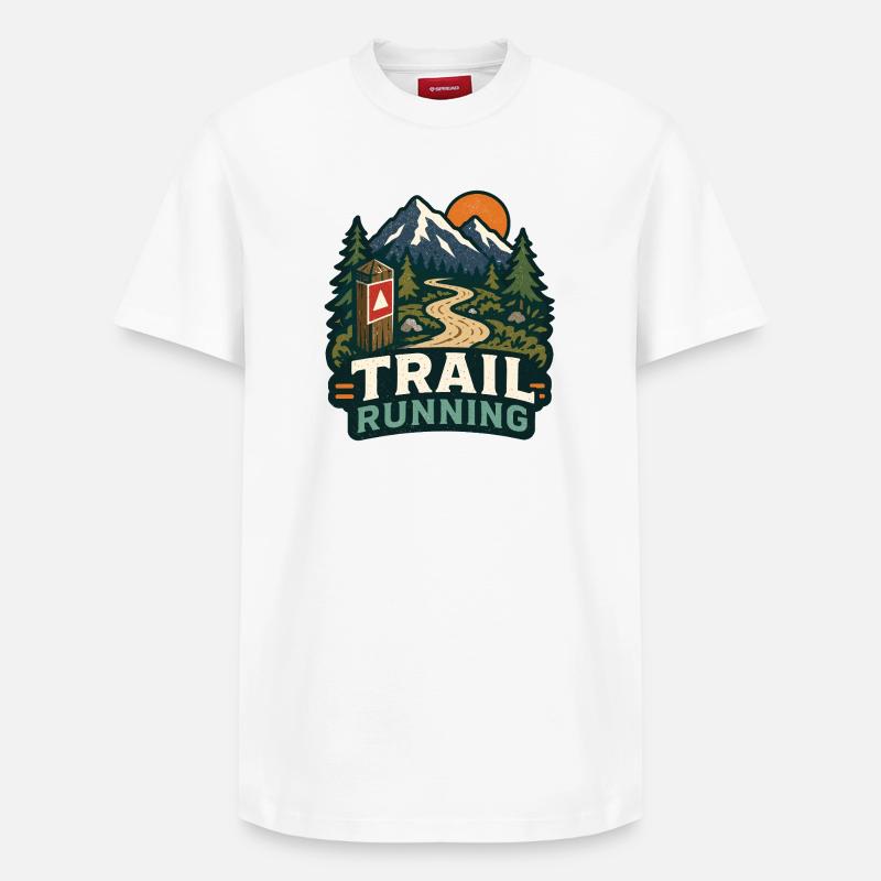 Course sur sentier - T-shirt unisexe décontracté en coton Supima – de SPREAD - blanc