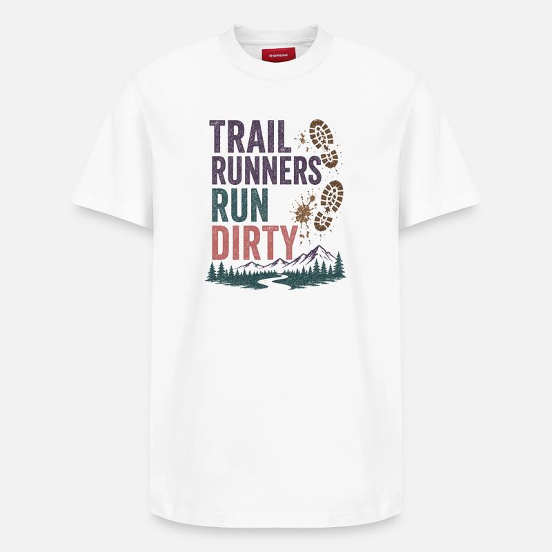 Trailrunner laufen schmutzig - Relaxed Unisex Supima Cotton T-Shirt – von SPREAD - Weiß