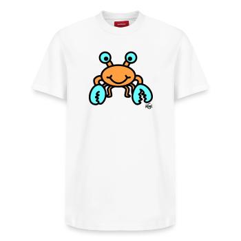 Cancer big - Relaxed Unisex Supima Cotton T-Shirt – by SPREAD - white - Front - AI Model Female 172 dark (172cm) & AI Model Male 185 dark (185cm)