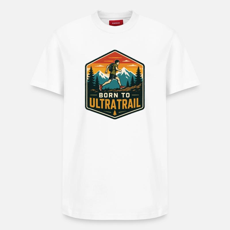 Né pour l’Ultra Trail - T-shirt unisexe décontracté en coton Supima – de SPREAD - blanc