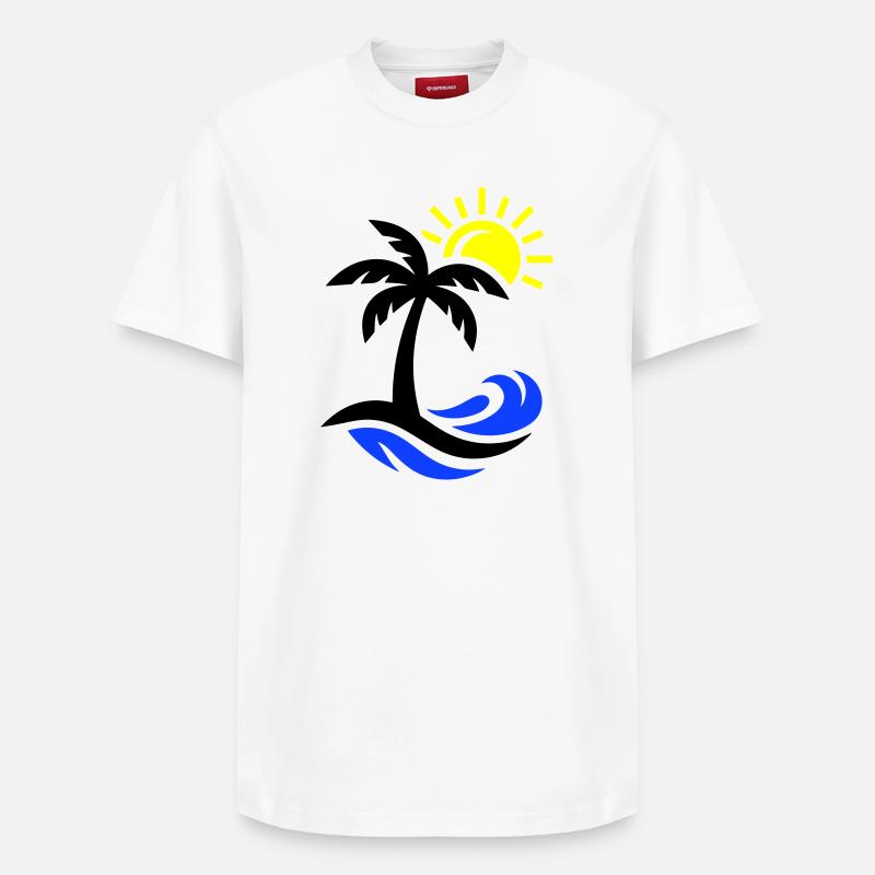 Océan Palm Tree Beach - T-shirt unisexe décontracté en coton Supima – de SPREAD - blanc