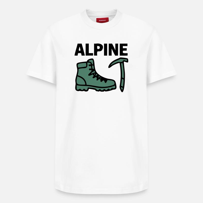 Wanderschuh Eispickel Alpine Bergsteigen Klettern - Relaxed Unisex Supima Cotton T-Shirt – by SPREAD - white