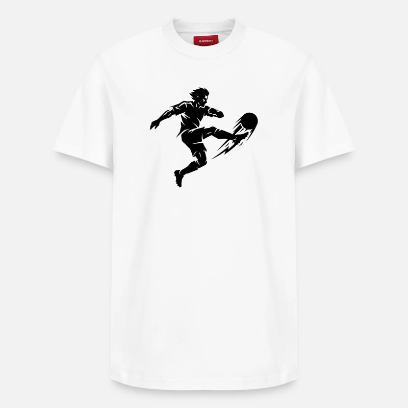 Fussballer Silhouette - Relaxed Unisex Supima Cotton T-Shirt – von SPREAD - Weiß