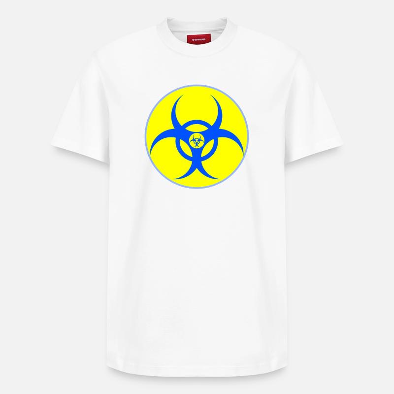 Blason Biohazard bleu électrique - T-shirt unisexe décontracté en coton Supima – de SPREAD - blanc