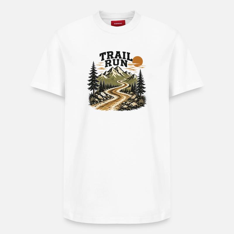Course sur sentier - T-shirt unisexe décontracté en coton Supima – de SPREAD - blanc