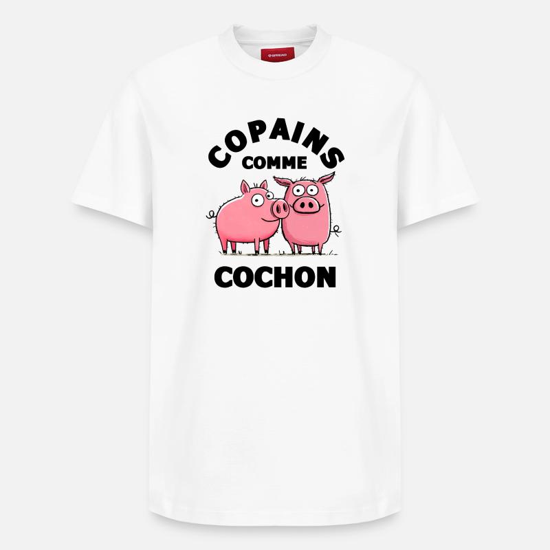 copain copains comme cochon amitiè copain - T-shirt unisexe décontracté en coton Supima – de SPREAD - blanc