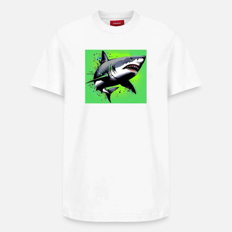 Requin - T-shirt unisexe décontracté en coton Supima – de SPREAD - blanc