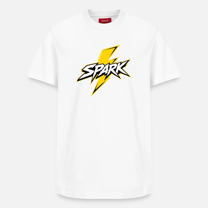 Spark Blitz Comic Logo - Relaxed Unisex Supima Cotton T-Shirt – by SPREAD - white