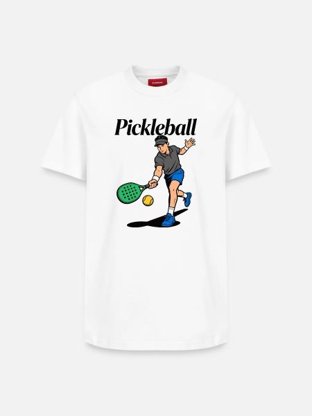 Picklebal Padel Tennis - Relaxed Unisex Supima Cotton T-Shirt – von SPREAD - Weiß