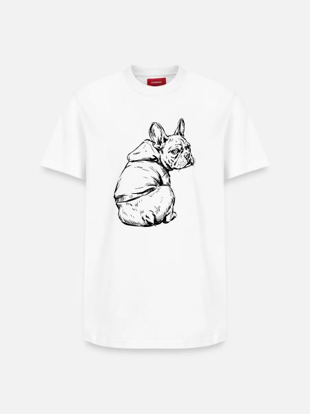 Bouledogue français Pull câlin - T-shirt unisexe décontracté en coton Supima – de SPREAD - blanc