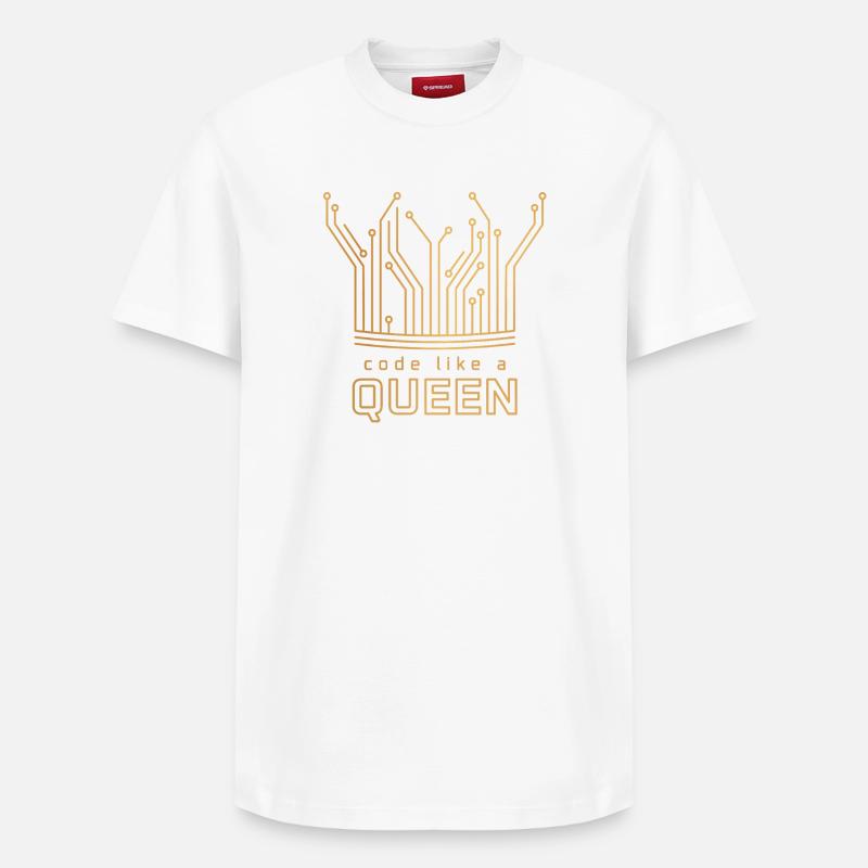 Code comme une reine - T-shirt unisexe décontracté en coton Supima – de SPREAD - blanc