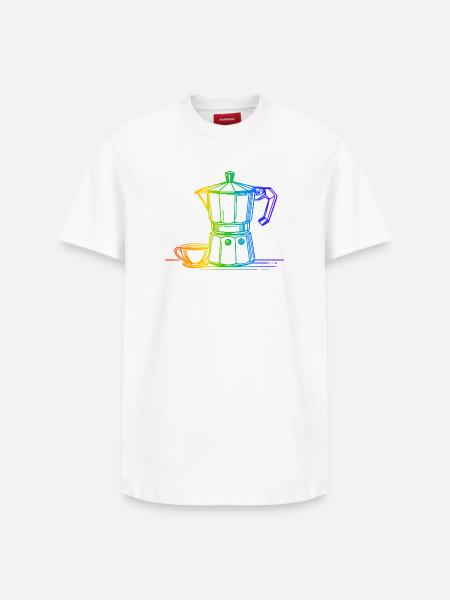Bialetti Rainbow - T-shirt unisexe décontracté en coton Supima – de SPREAD - blanc