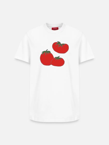 Red Tomato Trio Print - Relaxed Unisex Supima Cotton T-Shirt – by SPREAD - white