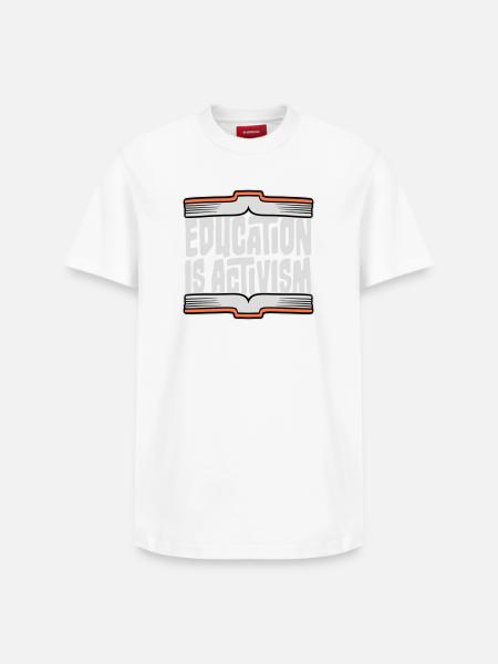 Education Is Activism Bildung Aktivismus Statement - Relaxed Unisex Supima Cotton T-Shirt – by SPREAD - white