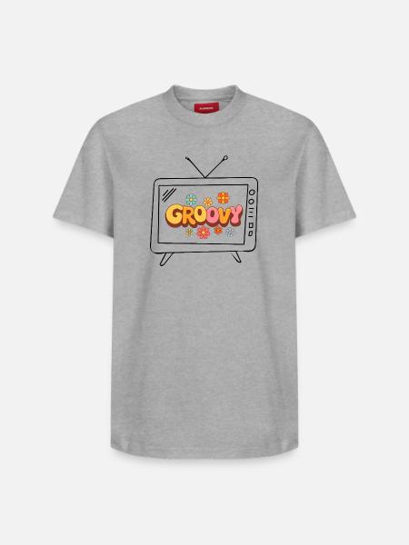 Groovy Floral 70s Bubble Letters - Relaxed Unisex Supima Cotton T-Shirt – by SPREAD - white