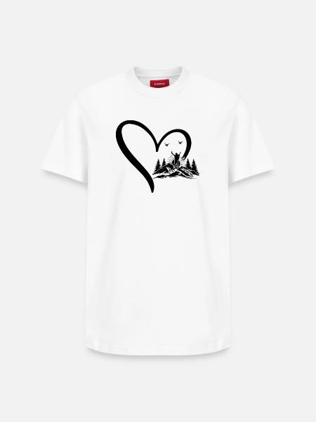 Hiking Lover Mountain Hiking Heart - Relaxed Unisex Supima Cotton T-Shirt – by SPREAD - white