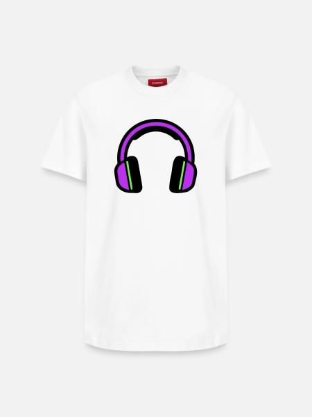 Silhouette musicale des écouteurs - T-shirt unisexe décontracté en coton Supima – de SPREAD - blanc