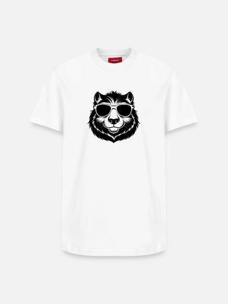 Kapybara mit Sonnenbrille - Relaxed Unisex Supima Cotton T-Shirt – von SPREAD - Weiß