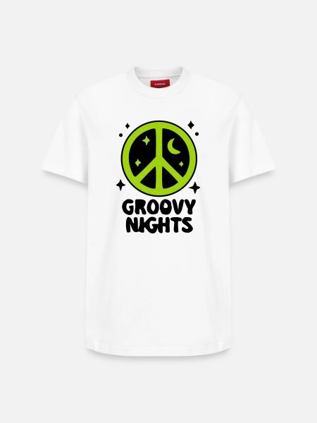 Groovy Peace Zeichen Logo - Relaxed Unisex Supima Cotton T-Shirt – von SPREAD - Weiß
