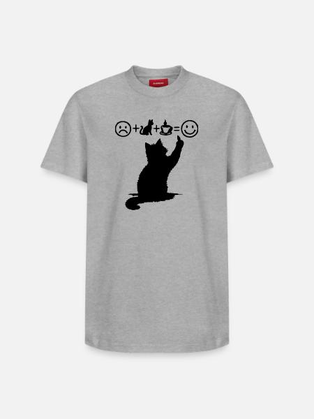 Cat Black Coffee Design Minimalistisk Humor - Unisex T-shirt i Supima-bomuld med afslappet pasform – fra SPREAD - hvid