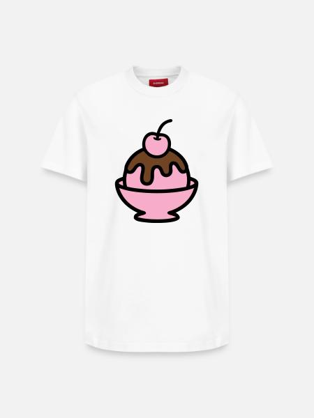 Sundae Cherry Artwork - Relaxed Unisex Supima Cotton T-Shirt – by SPREAD - white