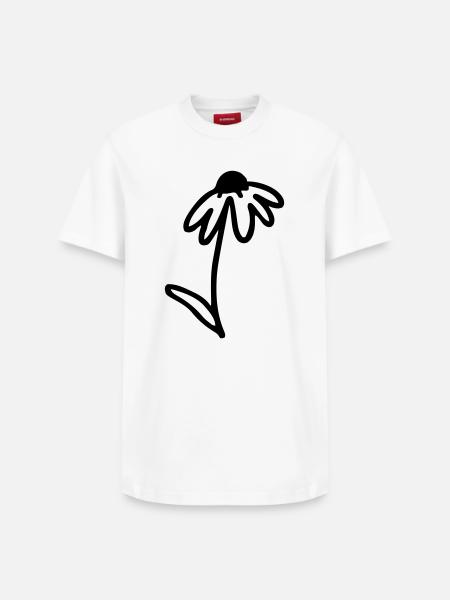 Blume One Line Art - Relaxed Unisex Supima Cotton T-Shirt – von SPREAD - Weiß