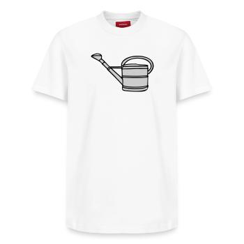 Arrosoir - T-shirt unisexe décontracté en coton Supima – de SPREAD - blanc - Devant - AI Model Female 172 dark (172cm) & AI Model Male 185 dark (185cm)